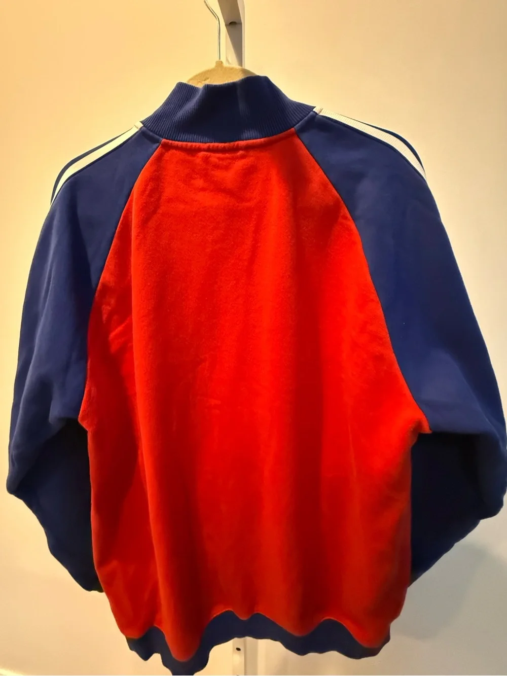 adidas FC Bayern Munchen Red Blue Bomber Track Jacket Three Stripes Men Size XL
